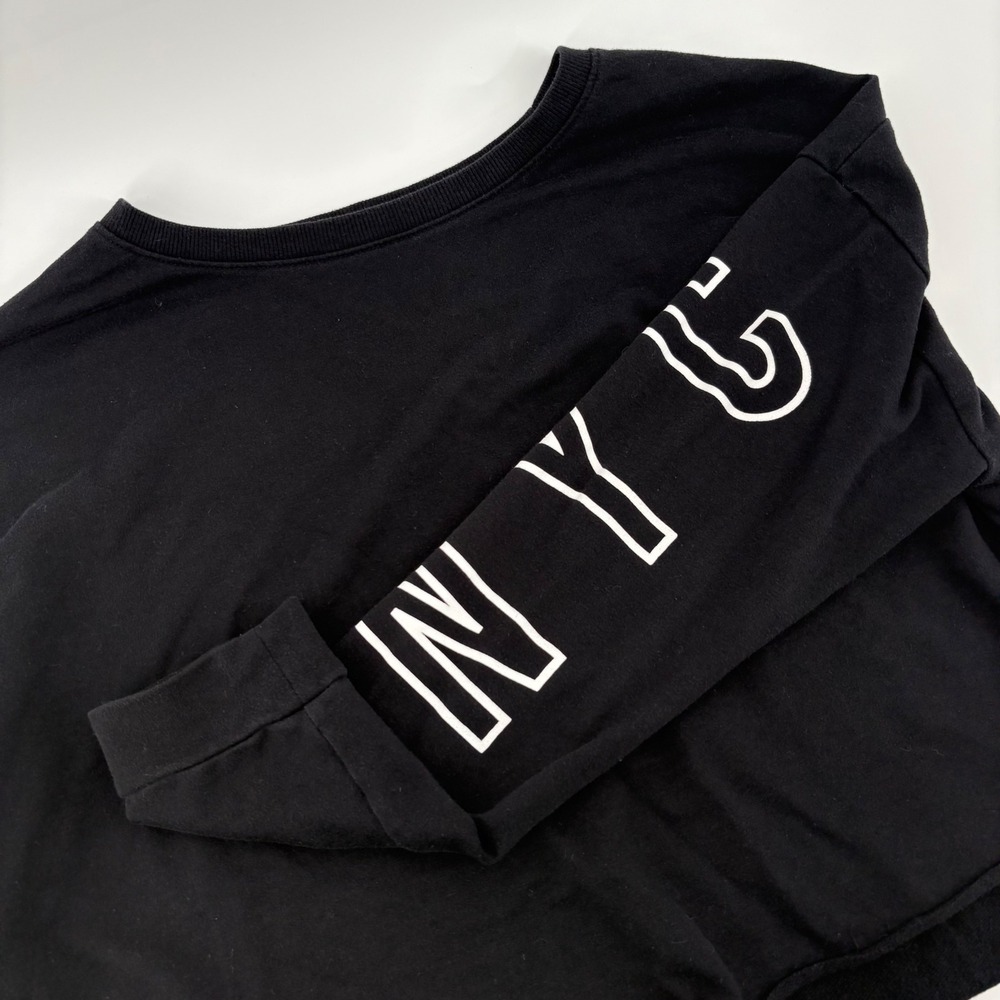 Flirtitude Active Black NYC Sweatshirt XL‎ Long Sleeve Cropped Athleisure